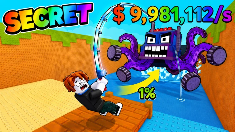 Fish A Brainrot Roblox game showing a player reeling in a rare brainrot